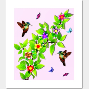 Hummingbirds and Butterflies Posters and Art